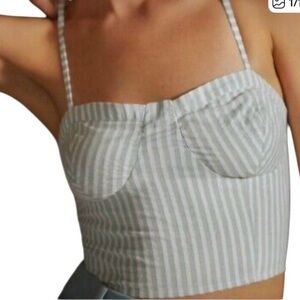 Anthropologie | bustier crop top stripe smocked back panel